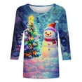 thumbnail image 5 of Ounisa 3/4 Length Sleeve Tops Blouses Christmas Gifts for Women Christmas Tree Snowman Decor Lightweight Coats Fall Outfits Winter Clothing Dressy Casual Soft, 5 of 5