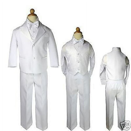 Infant Toddler Boy Formal Party white 5 pc Tuxedo Suit S M L XL 2T 3T 4T 5-20