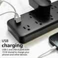 thumbnail image 4 of Philips 6-ft 9-Outlet Surge Protector, 1 USB-A, 1 USB-C, 15W, 2400 Joules, Braided Cord, 6ft, Black, 4 of 10
