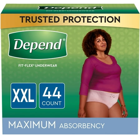 Depend Fit-Flex Incontinence Underwear For Women XXL Light Pink 44ct (2 Packs of 22)
