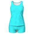 thumbnail image 3 of Bosfbaoi 2-Piece Swimsuit for Women Solid Tankini Womens Swimsuits Racerback Tank Top Boyshort Bathing Suits, 3 of 9