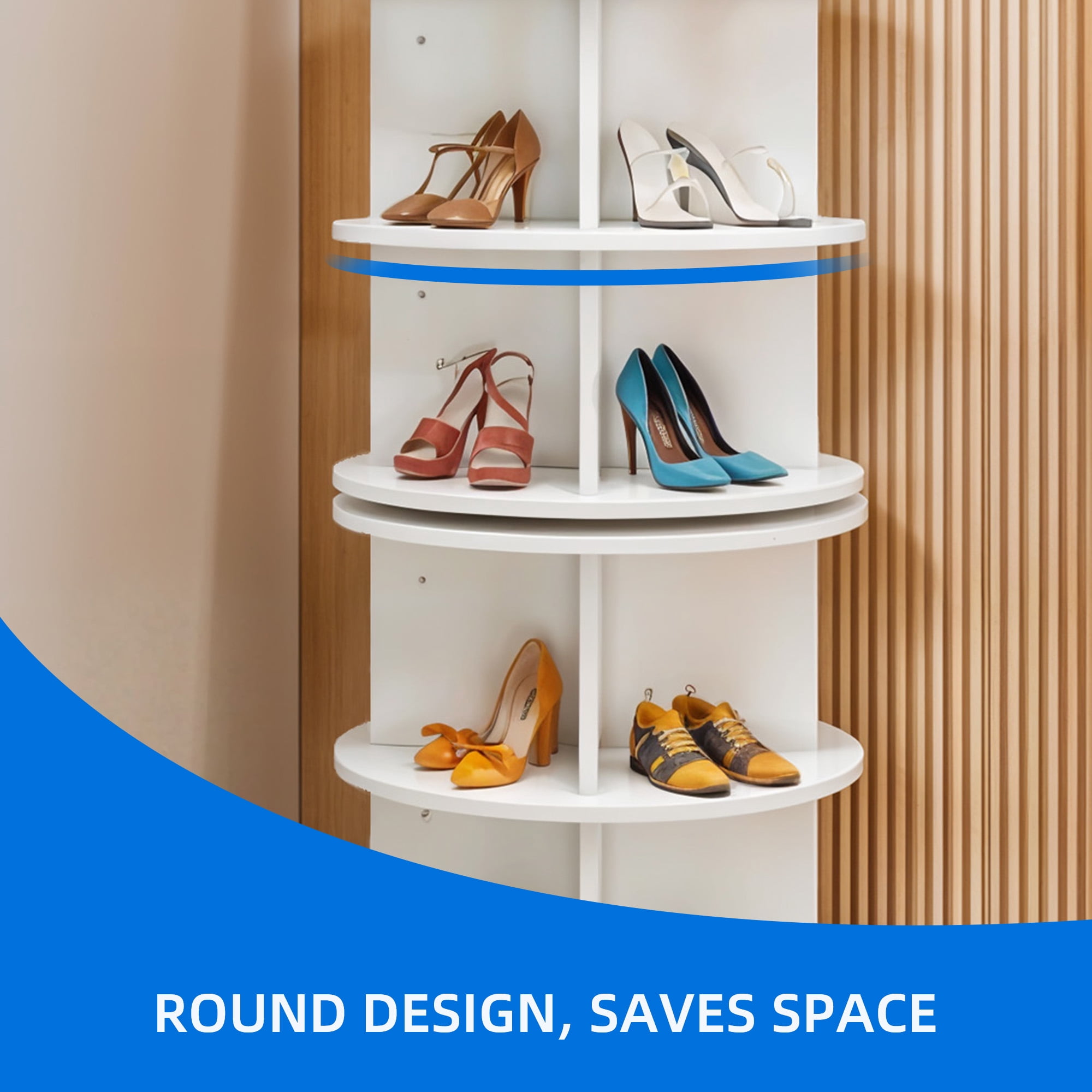 Uforic 6 Tier Rotating Shoe Rack Tower, 360° Spinning Shoe Display Lazy Susan,Vertical Rotate Shoes Closet Organization, White
