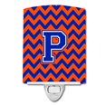 thumbnail image 1 of Carolines Treasures CJ1044-PCNL Letter P Chevron Orange & Blue Ceramic Night Light, 1 of 1