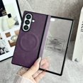 thumbnail image 3 of Allytechgroup Case for Samsung Galaxy Z Fold 5 with Screen Protector & Hinge Protection, Compatible with MagSafe Slim PU Leather Lightweight Shockproof Protective Wireless Charging Phone Shell, Purple, 3 of 12