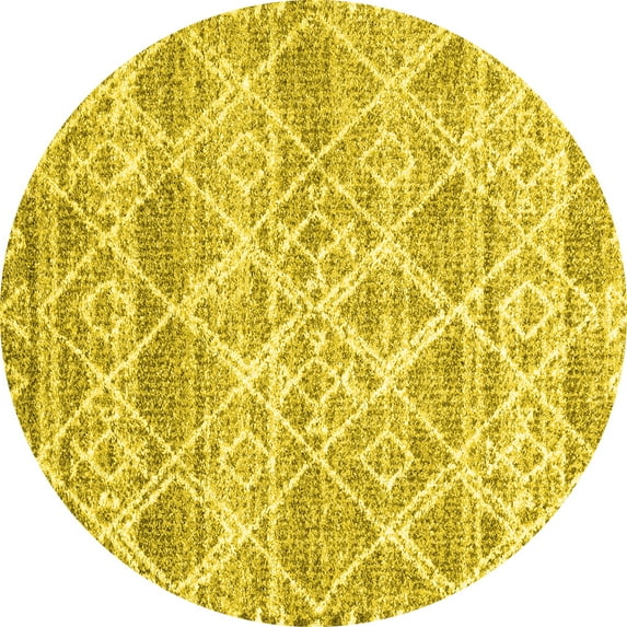 Ahgly Company Indoor Round Abstract Yellow Contemporary Area Rugs, 5' Round