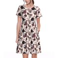 thumbnail image 1 of Balery Retro Red Black Roses Vestidos sueltos de manga corta para mujer, vestidos de verano 2025, vestidos casuales de corte A con vuelo., 1 of 6