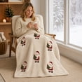 thumbnail image 5 of Festive Santa & Christmas Tree Flannel Throw Blanket, Soft Polyester Decorative Holiday Cover For Indoor Sofa Bed Bedroom Living Room Home Decoration.B:39.37*27.56in, 5 of 6