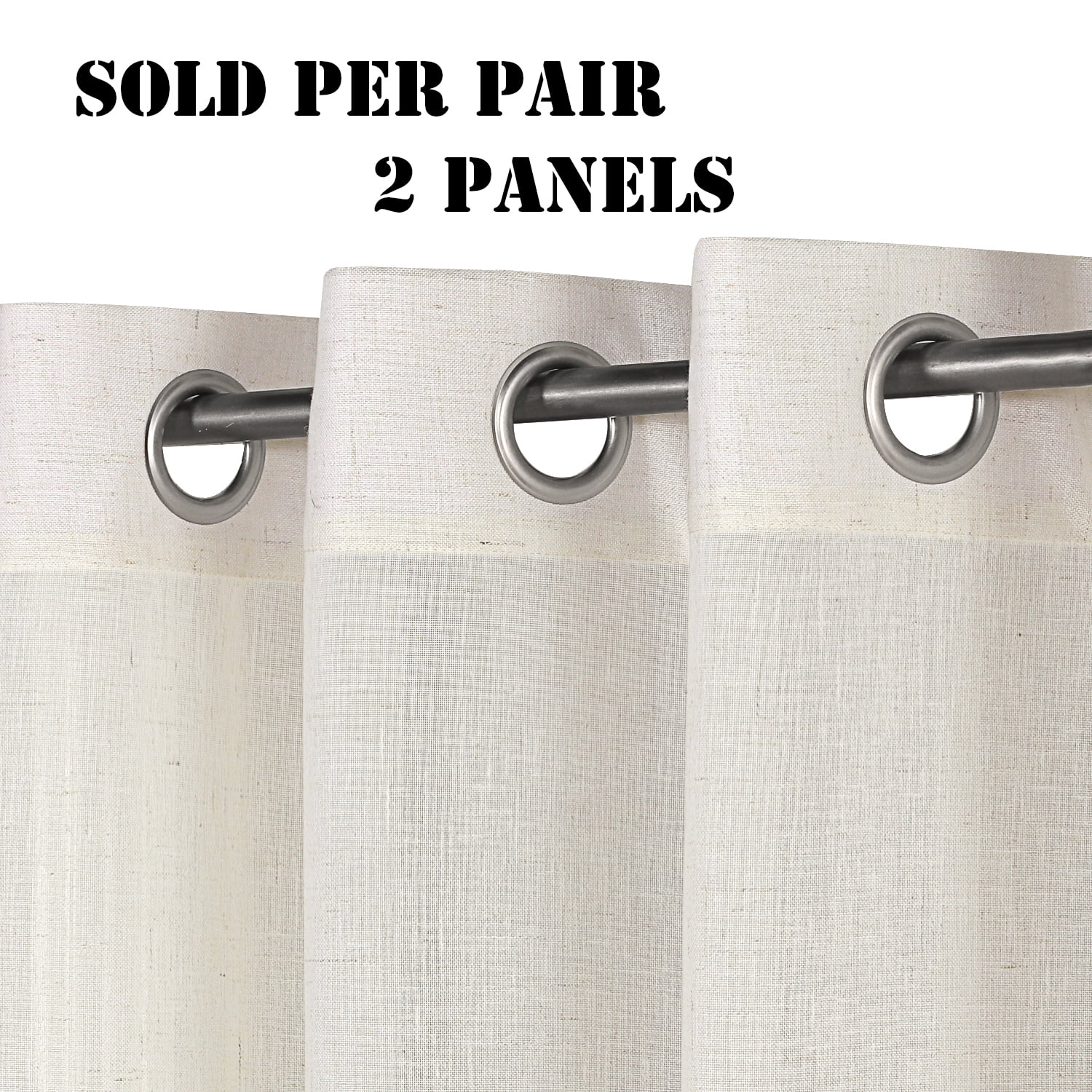 H.VERSAILTEX Kitchen Curtains - linen Curtains 63 inches Long for Bedroom Window Treatments for Living Room / Rich Linen Curtain Panels and Drapes, Natural, 2 Panels