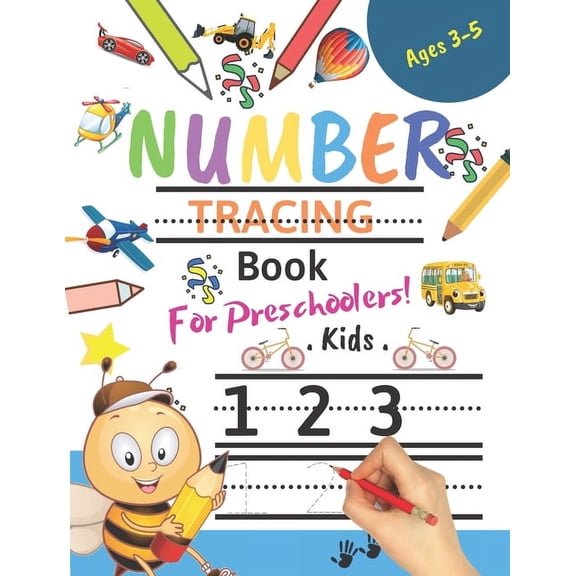 Number Tracing Book For Preschoolers! Kids age 3-5: Number tracing books for kids ages 3-5, Number tracing workbook, Num, (Paperback)