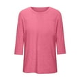 thumbnail image 4 of Htigea Clearance Women Plus Size Tops V Neck 3/4 Sleeve Casual T Shirts Loose Basic Tunic Tees Today Deals Pink,XXXXL, 4 of 4