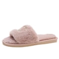 thumbnail image 2 of Viluyesy Womens Slide Slippers Fuzzy Plush Open Toe Slip On Cushioned Non Slip Warm Indoor House Shoes Soft Flat Cozy Slides Pink Size 6.5-7, 2 of 6