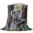 thumbnail image 6 of Koala Blanket Soft Cozy Warm Throw Blanket for Couch, Plush Fuzzy Flannel Fleece Blankets for Sofa, Grey Animals Modern Art Forest Bed Blankets Lightweight Gifts for Women, 50"x80", 6 of 9