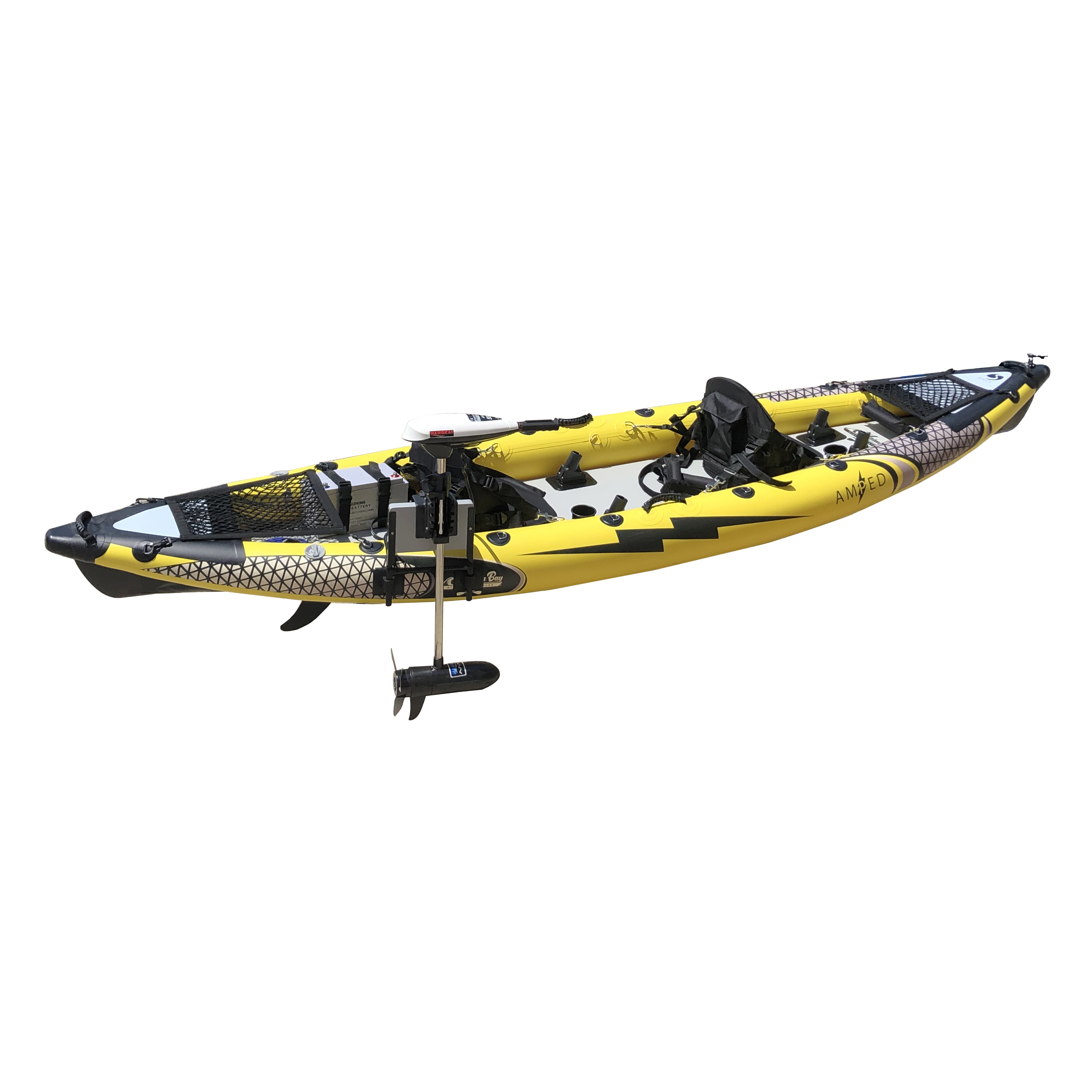 Waimea Bay Rigid Inflatables Amped Inflatable Kayak | 12.8 Ft Giant Inflatable Portable Two-Seater Kayak Includes Paddles, Aluminum Oars, Hand Pump and Detachable Fin | Blow Up Heavy Duty Kayaks