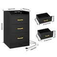 thumbnail image 7 of Homfa 2 Pcs Nightstand for Bedroom, Storage Cabinet with Charging Station and 3 Drawers, Modern Sofa Table for Living Room, Black, 7 of 7
