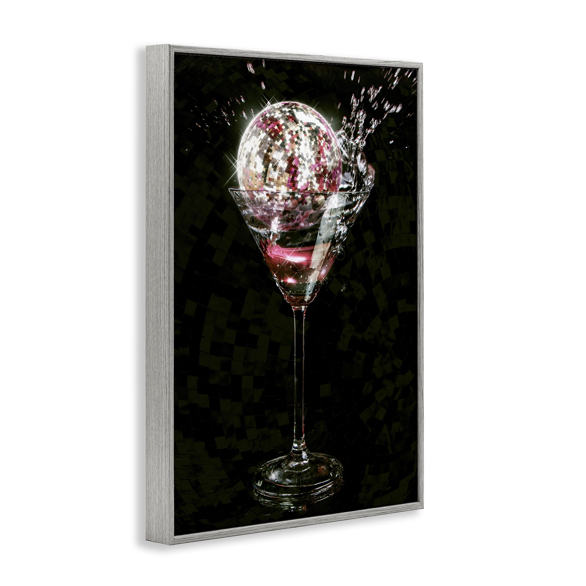 Stupell Industries Disco & Cocktail Splash Food & Beverage Painting Gray Framed Art Print Wall Art, 16 x 24