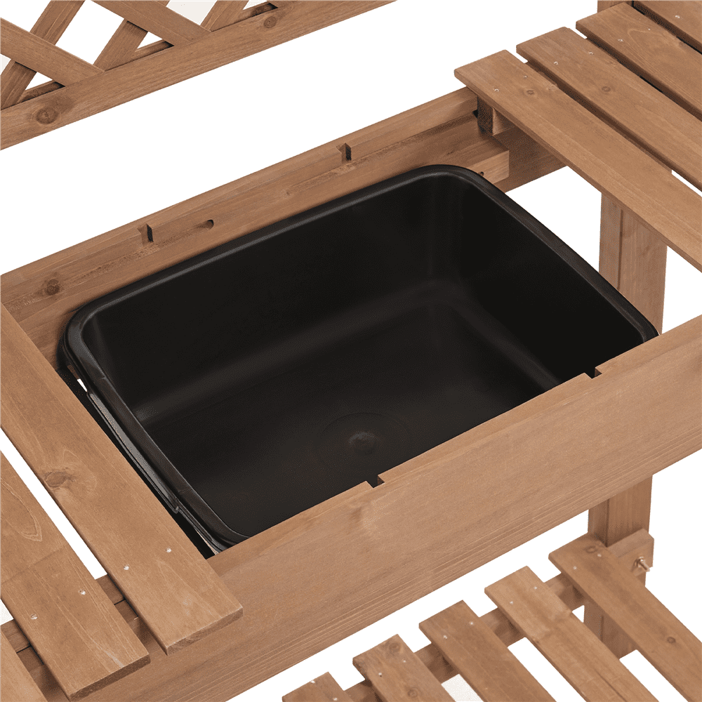 Renwick Rolling Garden Potting Bench with Sliding Tabletop & Open Storage Shelf, Brown