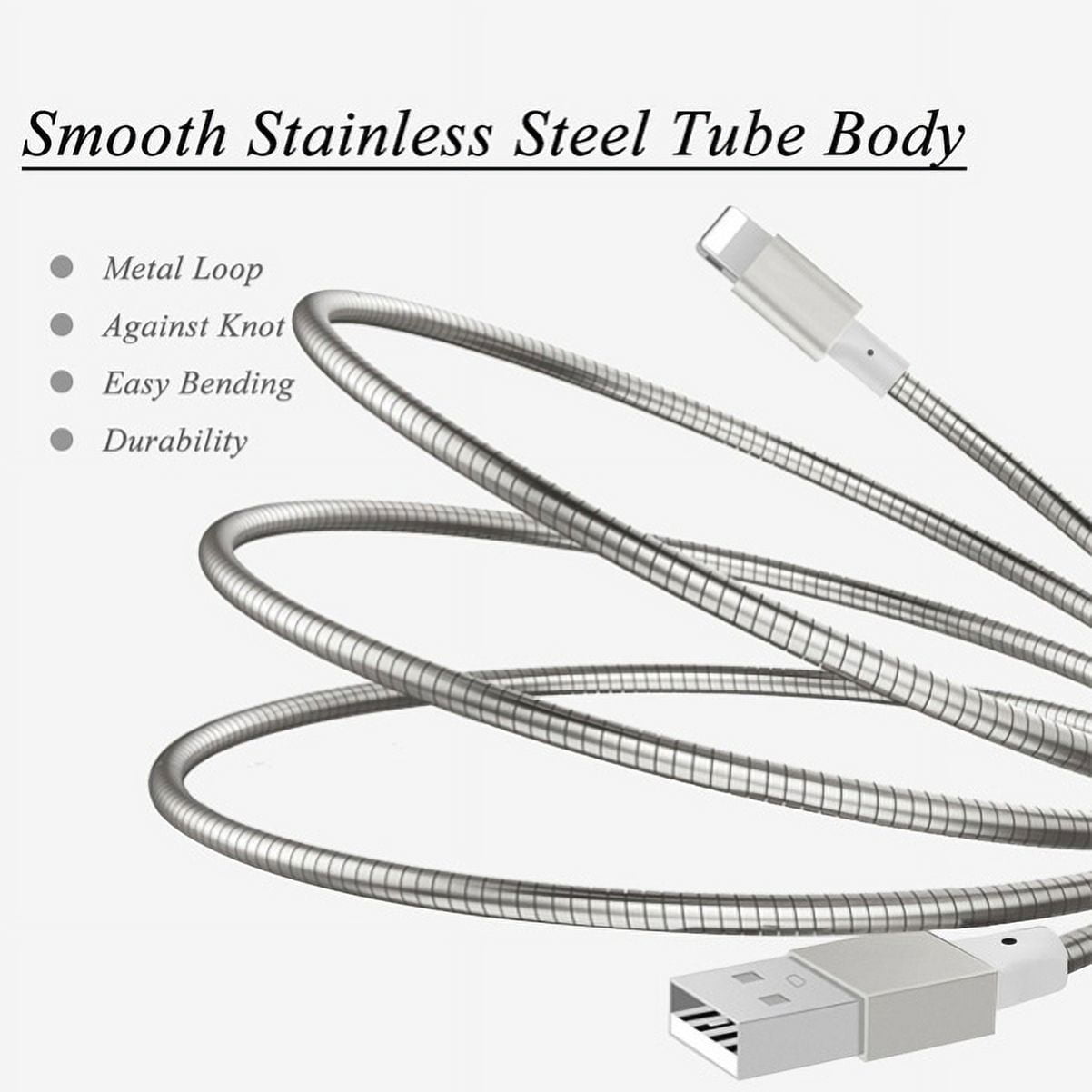 3ft Metal USB Cable w 2-Port USB Car Home Charger Y1Z for LG G7 ThinQ, Stylo 4 - Motorola One, Moto Z4 Z3 Play Z2 Play Z Play Droid Force Droid X4 G7 Power Play G6 - Nokia 8, 7.1, 3.1 Plus