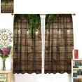 thumbnail image 3 of Wooden Board Blackout Curtains Vintage Rustic Farmhouse Wood Plank Decorative Lamp Green Leaves Art Print for Living Room Bedroom Kitchen Decor Rod Pocket Window Drapes 2 Panels 52x84in, 3 of 6
