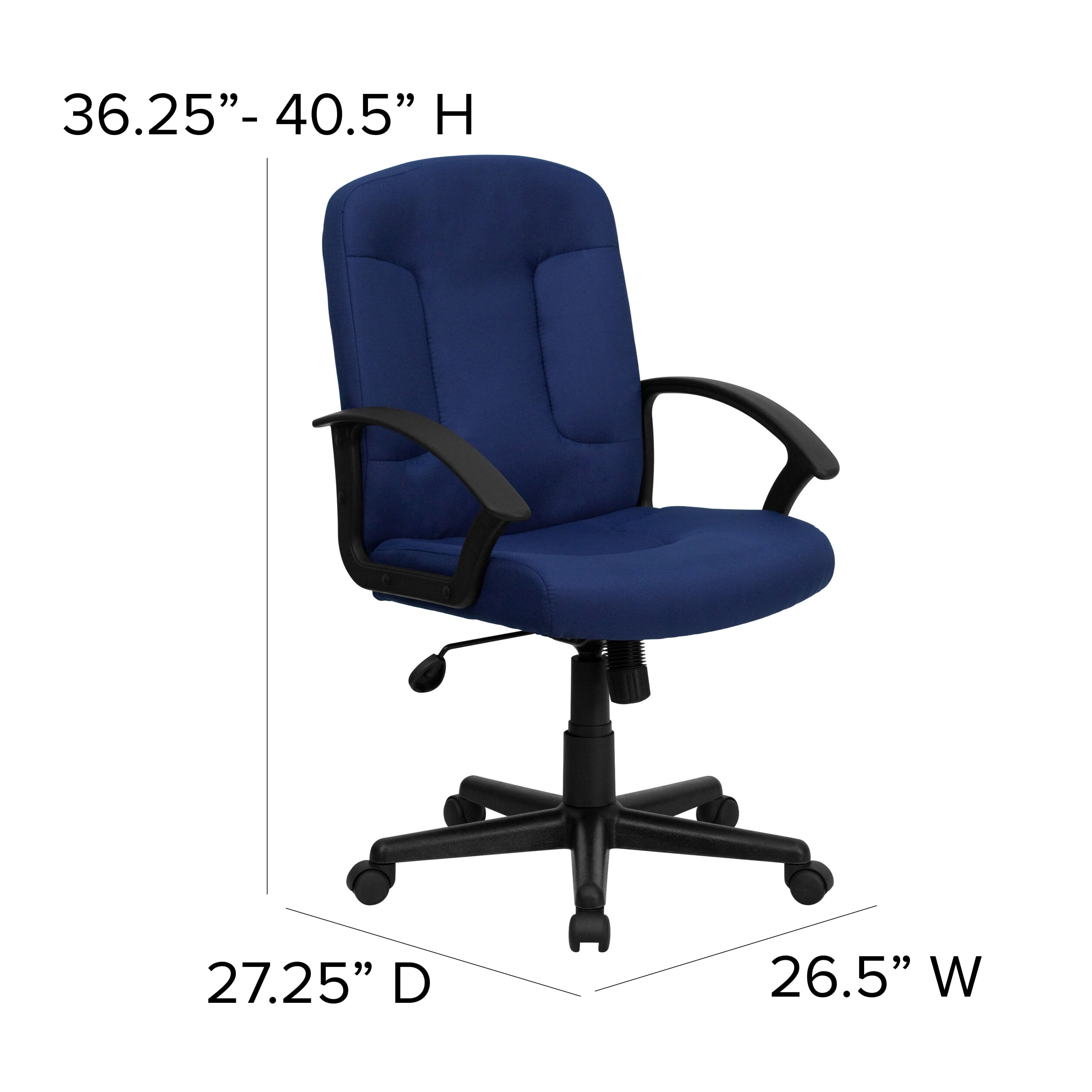 Emma + Oliver Mid-Back Navy Fabric Executive Swivel Office Chair with Nylon Arms