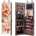 thumbnail image 4 of Gymax Mirror Jewelry Cabinet 96 LED Lights Wall Door Mounted Armoire w/ Makeup Rack, 4 of 10
