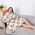 thumbnail image 5 of Oversized Wearable Blanket Hoodie,Beige Buffalo Skull Pattern Sherpa Blanket Hoodie with Super Pockets,Super Warm Fuzzy Pullover for Women & Men, 5 of 6