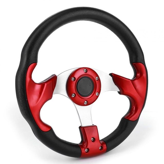 Sport Steering Wheel 12.5in Steering Wheel 320mm/12.5in Racing Car Steering Wheel With Horn Button PVC Red Color Universal Modified Part