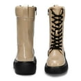 thumbnail image 3 of DREAM PAIRS Women's Platform Chunky Lug Sole Lace Up Leather Boots, Mid Calf Boots Outlet, 3 of 6