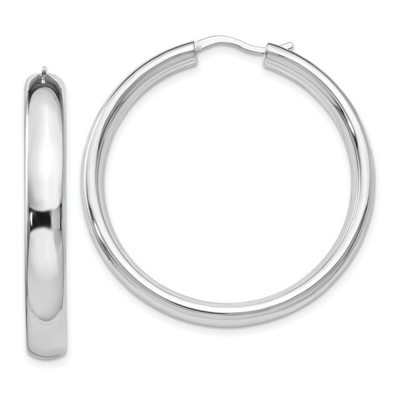 Sterling Silver Rhodium-plated 5mm Half Round Tube Earrings - Measures 36x21mm Wide 5mm Thick