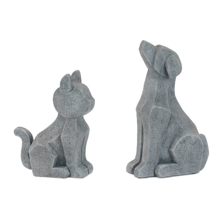 Melrose Sitting Dog and Cat Figurine Decorations - 7" - Gray - Set of 4