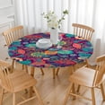thumbnail image 3 of Snug Fitting Boho Table Cover, Vibrant Floral Print with Elastic Band for 52-56 Inches, 3 of 7