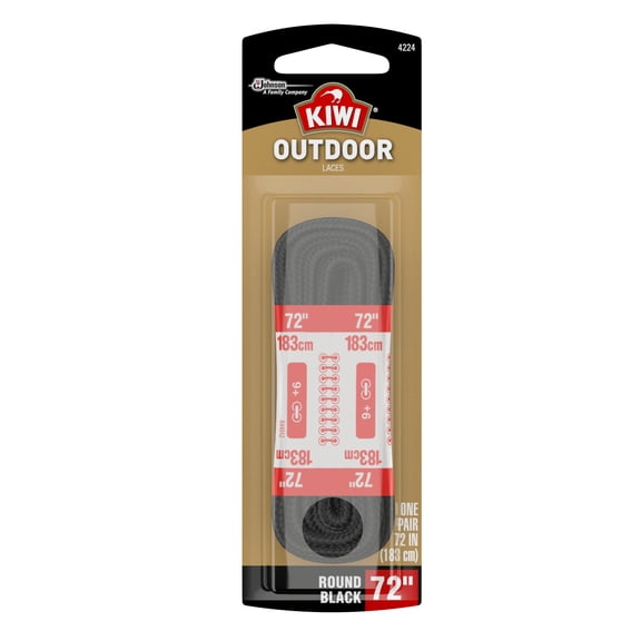 KIWI Outdoor Round Laces Black 72" 2 pairs