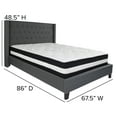 thumbnail image 3 of BizChair Queen Size Tufted Upholstered Platform Bed with Accent Nail Trimmed Extended Sides in Dark Gray Fabric with Mattress, 3 of 5