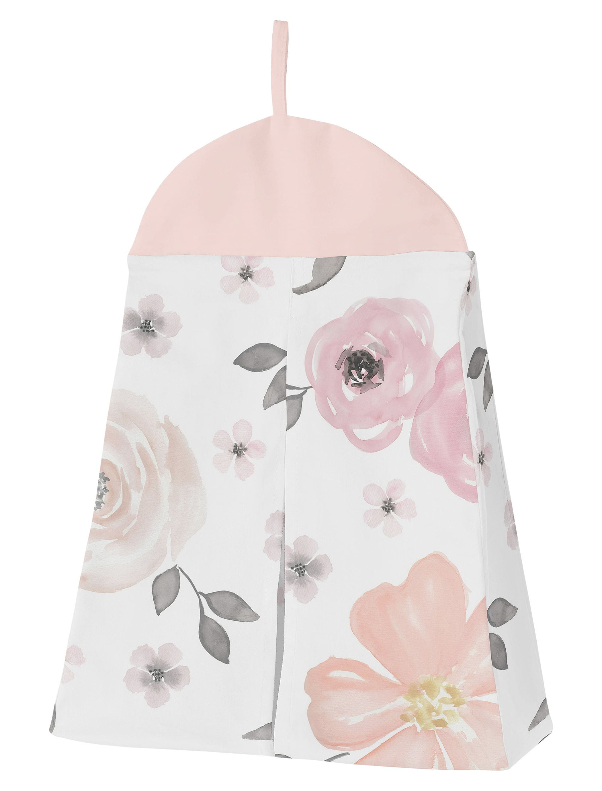 Sweet Jojo Designs Watercolor Floral Pink Grey and White Crib Bedding + BreathableBaby Breathable Mesh Liner Pad