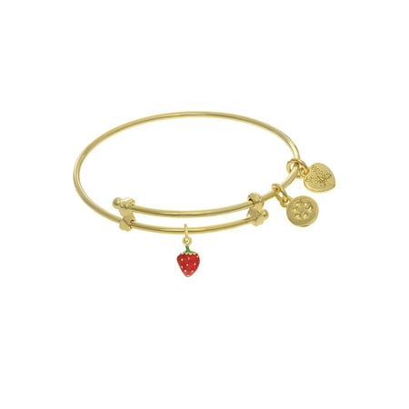 Enamel Strawberry Tween Bangle Charm Bracelet 6 Inches Adjustable