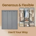 thumbnail image 3 of LEDREM Large Wardrobe Closet Organizer with 3 Hanging Rods & 4 Side Pockets , Fabric Storage with Cover for Bedroom/Living Room , Easy Tool-Free Assembly ,Gray, 3 of 5