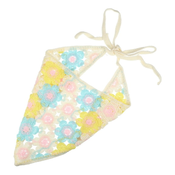 Unique Bargains 1 Pc Fashion Knitted Hollow Triangle Headwrap for Women 19.69"x9.06" Blue Yellow