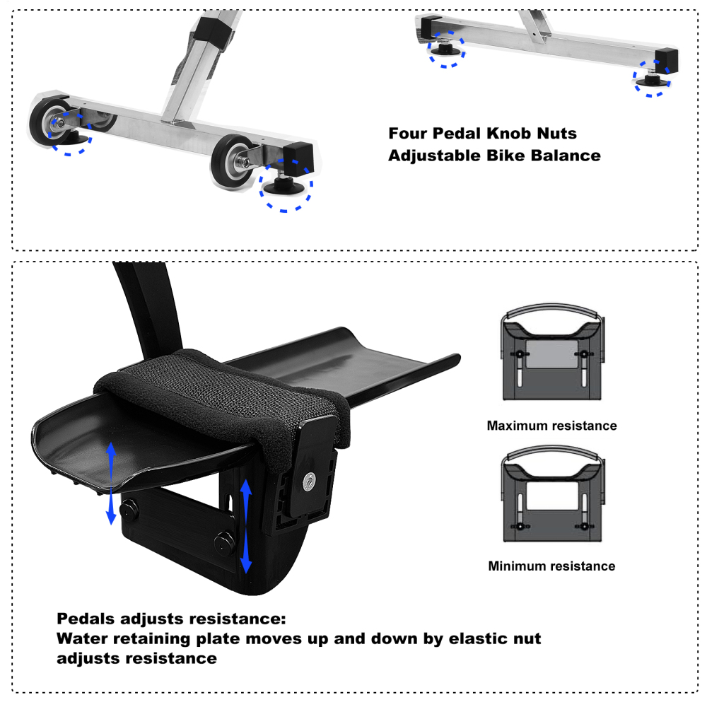 PWTOOL Stainless Steel Aquatic Bike, Anti-Rust Foldable Handlebars Pool Exercise Bike for Pools