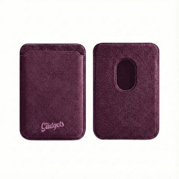 Cartera Wallet Alcantara Gamuza Suave Para Iphone Magsafe Gris Purpura.