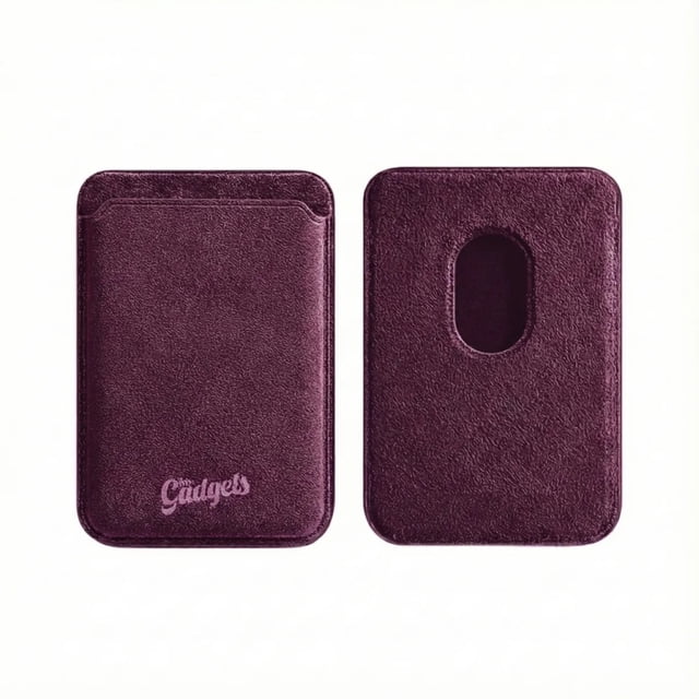 Cartera Wallet Alcantara Gamuza Suave Para Iphone Magsafe Gris Purpura.