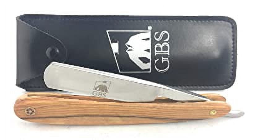G.B.S Natural Wood Finish Scales 5/8" Straight Razor, Barber Approved Shaving Razor with Natural Wooden Handle and Stainless Steel for Beard Shaping, Enjoy the Vintage Shave