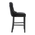 thumbnail image 4 of Velvet Bar Stools Set of 2, Upholstered Counter Height Bar Chair with Rivet and Button Trim, Bar Stool with Back and Footrest, for Dining Room, Kitchen, Pub, Black, 4 of 7