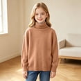 thumbnail image 5 of Fall Sweaters Nelozsy Kids Fashion Solid Color High Neck Long Sleeve Sweater Brown 12-13 Years, 5 of 8