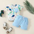 thumbnail image 2 of NOLDARES Toddler Infant Baby Boy Outfits 2pcs Round Neck Short Sleeve Crewneck Tee Shirt Little Penguin Pattern Casual Rolled Shorts Truck Clothes(Blue,18-24 M), 2 of 7