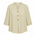 thumbnail image 3 of ZDNIXIAN Basic T Shirts for Women Casual Loose Button Down Shirts, Lightweight Solid Color Tunic Tops with Side Pocket for Daily Work Vacation Outfits, 3 of 7