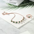 thumbnail image 3 of Gem Stone King 18K Rose Gold Plated Silver Green Nano Emerald Ring and Bracelet Jewelry Set for Women | 3.37 Cttw | Gemstone May Birthstone | Heart Shape 4MM | Round 4.5MM | Size 5, 3 of 3