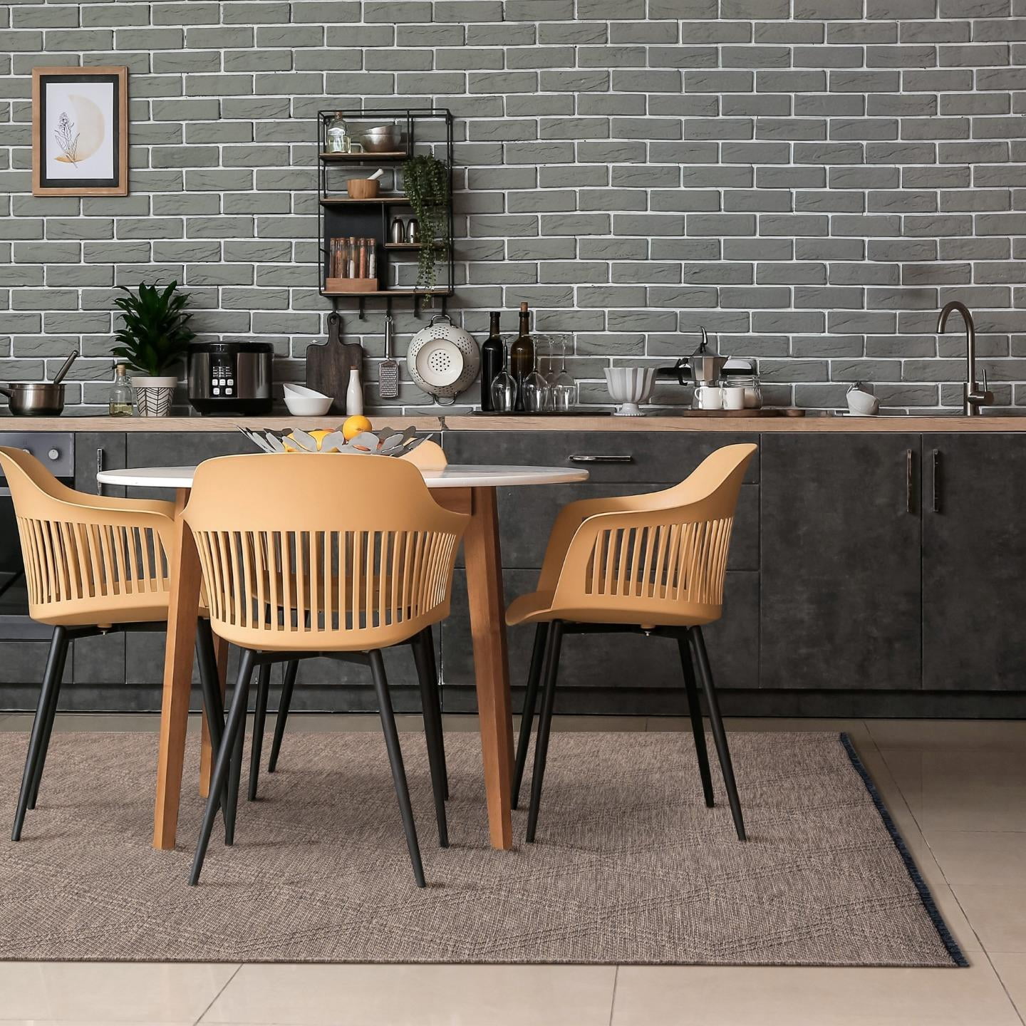 Luxe Weavers Modern Farmhouse Brown 5x7 Washable Area Rug, Anti-Slip Diamond Pattern Carpet