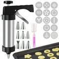 thumbnail image 3 of QJUHUNG Cookie Press Stainless Steel Cookie Maker Machine with 13 Discs and 8 Icing Tips Cleaning Brush Multifunctional Cookie Press Reusable Cookie Maker Kitchen Baking Tool for Cookie M, 3 of 11