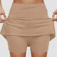 thumbnail image 2 of GEWSEY Midi Skorts for Women Casual Plus Size High Waist Athletic Skirt with Shorts Underneath Tennis Skorts with Pockets Tummy Control (Khaki, S), 2 of 6
