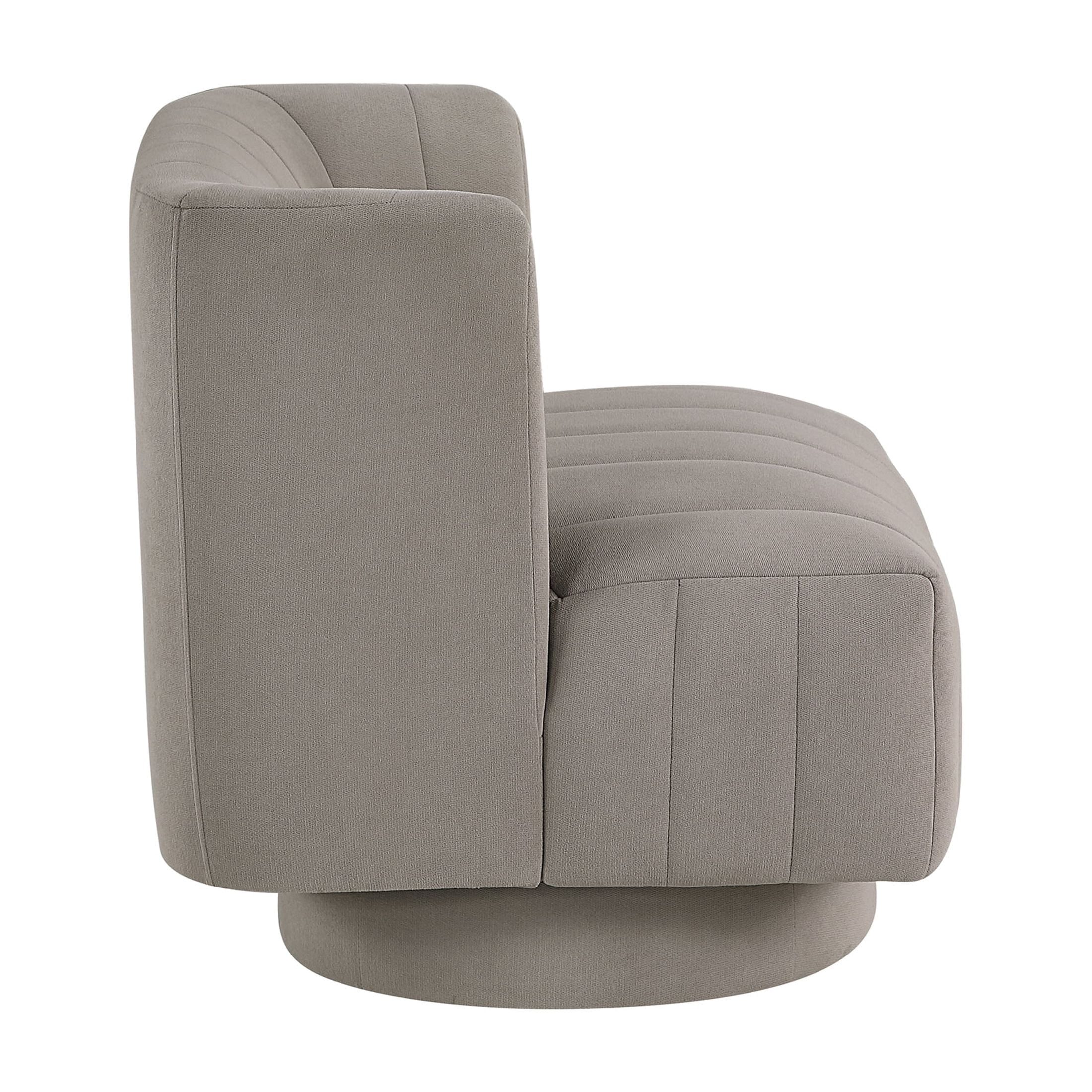 OakvillePark Glynworth Textured Fabric Chennel Tufted Swivel Chair, Taupe