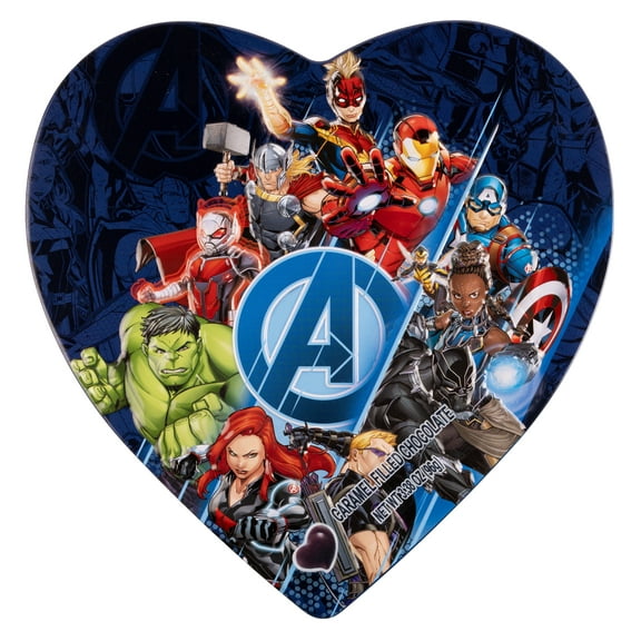 Galerie Marvel's Avengers Large Heart Tin with Filled Chocolate Hearts, 3.38 oz